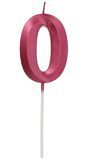 Cijfer 0 Taartkaars Metallic Roze 7 cm