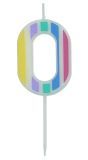 Cijfer 0 Taartkaars Pastel Kleuren 5 cm