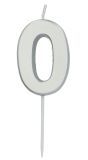 Cijfer 0 Taartkaars Zilverkleurig 5 cm