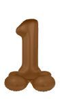 Cijfer 1 Folieballon Staand Bruin 72 cm