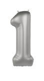 Cijfer 1 Folieballon Zilver 86 cm