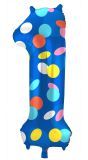 Cijfer 1 Gekleurde Stip Folieballon