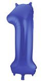 Cijfer 1 Metallic Blauw Folieballon 86cm