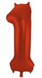 Cijfer 1 Metallic Rood Folieballon 86cm