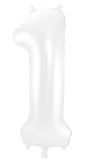 Cijfer 1 Metallic Wit Folieballon 86cm
