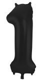 Cijfer 1 Metallic Zwart Folieballon 86cm