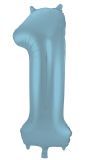Cijfer 1 Pastel Blauw Folieballon 86cm