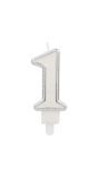 Cijfer 1 Taartkaars Chic Zilver 9 cm