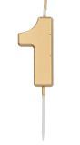 Cijfer 1 Taartkaars Goudkleurig 5 cm