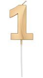 Cijfer 1 Taartkaars Metallic Goud 7 cm