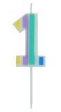 Cijfer 1 Taartkaars Pastel Kleuren 5 cm