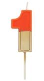 Cijfer 1 Taartkaars Retro Goud/Oranje 5 cm