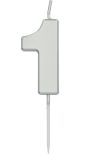 Cijfer 1 Taartkaars Zilverkleurig 5 cm