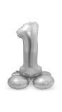 Cijfer 1 Zilver met Standaard 72cm