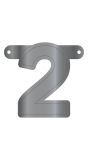 Cijfer 2 Banner Metallic Zilver