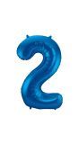 Cijfer 2 Blauwe Folieballon 86cm