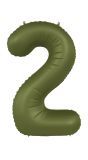 Cijfer 2 Folieballon Olijfgroen 86 cm