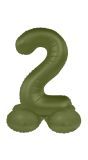 Cijfer 2 Folieballon Staand Olijfgroen 41 cm