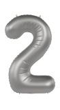 Cijfer 2 Folieballon Zilver 86 cm