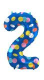 Cijfer 2 Gekleurde Stip Folieballon