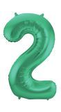 Cijfer 2 Metallic Groen Folieballon 86cm