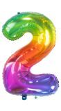 Cijfer 2 Metallic Regenboog 81cm