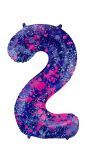 Cijfer 2 Paarse Paint Splash Folieballon