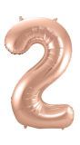 Cijfer 2 Rose Gouden Folieballon 86cm