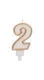 Cijfer 2 Taartkaars Chic Goud 9 cm
