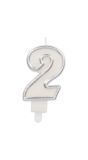 Cijfer 2 Taartkaars Chic Zilver 9 cm