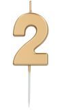 Cijfer 2 Taartkaars Goudkleurig 5 cm