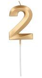 Cijfer 2 Taartkaars Metallic Goud 7 cm