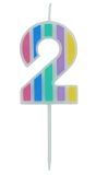 Cijfer 2 Taartkaars Pastel Kleuren 5 cm