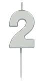 Cijfer 2 Taartkaars Zilverkleurig 5 cm