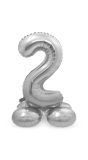 Cijfer 2 Zilver met Standaard 72cm