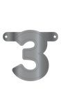 Cijfer 3 Banner Metallic Zilver