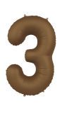 Cijfer 3 Folieballon Bruin 86 cm