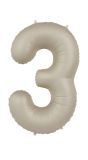 Cijfer 3 Folieballon Crème Wit 86 cm