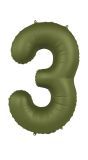 Cijfer 3 Folieballon Olijfgroen 86 cm