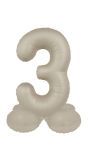 Cijfer 3 Folieballon Staand Crème Wit 72 cm