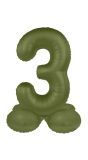 Cijfer 3 Folieballon Staand Olijfgroen 41 cm