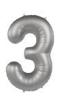 Cijfer 3 Folieballon Zilver 86 cm