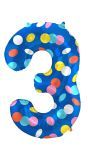 Cijfer 3 Gekleurde Stip Folieballon