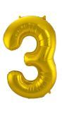 Cijfer 3 Gouden Folieballon 86cm