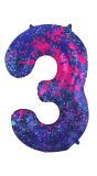 Cijfer 3 Paarse Paint Splash Folieballon