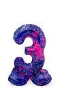 Cijfer 3 Paarse Paint Splash Kleine Staande Folieballon