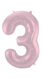 Cijfer 3 Pastel Roze Folieballon 86cm
