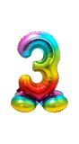Cijfer 3 Regenboog met Standaard 72cm