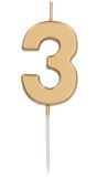 Cijfer 3 Taartkaars Goudkleurig 5 cm