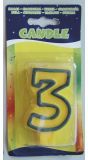 Cijfer 3 Verjaardag Kaarsje Geel